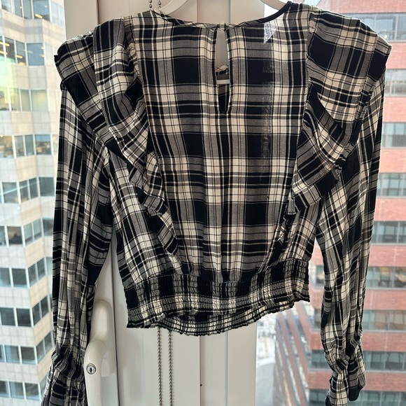 EXPRESS Plaid Ruffle Blouse - Picture 3 of 3